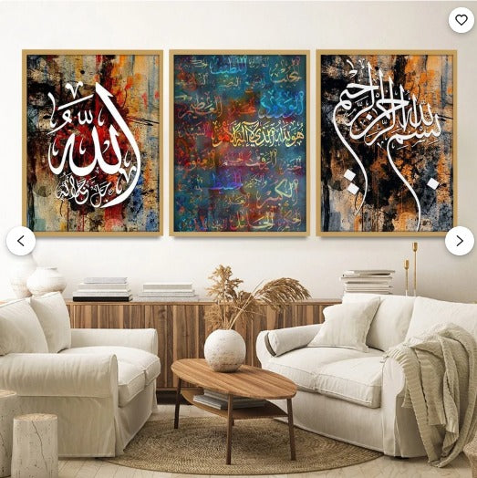 set of 3 sticky canvas frames for wall decore / sticky phototiles for office and home workplace